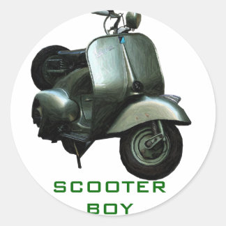 Rond STICKER GARÇON SCOOTER vintage