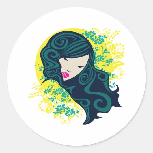 Rond Sticker Geisha Flowers (Devant)