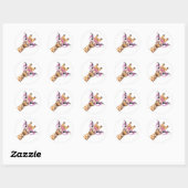 Rond Sticker Giraffe avec lunettes roses (Feuille)