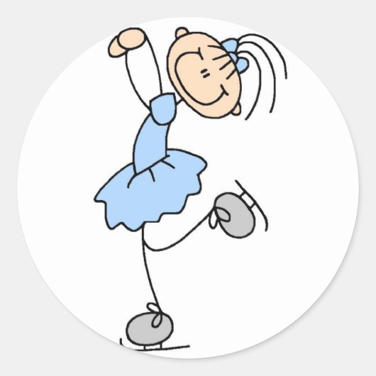 Rond Sticker Girl In Blue Ice Skater (Devant)