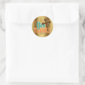 Rond Sticker Gold avec Croix Brown Donner Merci (Sac)