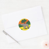Rond Sticker Gold Coast Elephant et Palm Tree (Enveloppe)