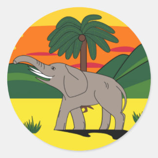 Rond Sticker Gold Coast Elephant et Palm Tree