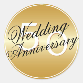 Rond Sticker Gold du 50e anniversaire du Mariage