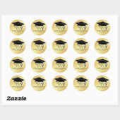 Rond Sticker Gold Graduker Black Mortar Board & Text (Feuille)