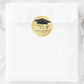 Rond Sticker Gold Graduker Black Mortar Board & Text (Sac)
