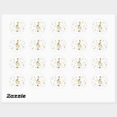 Rond Sticker Gold Musical Notes (Feuille)