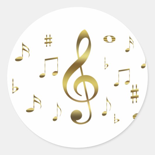 Rond Sticker Gold Musical Notes (Devant)
