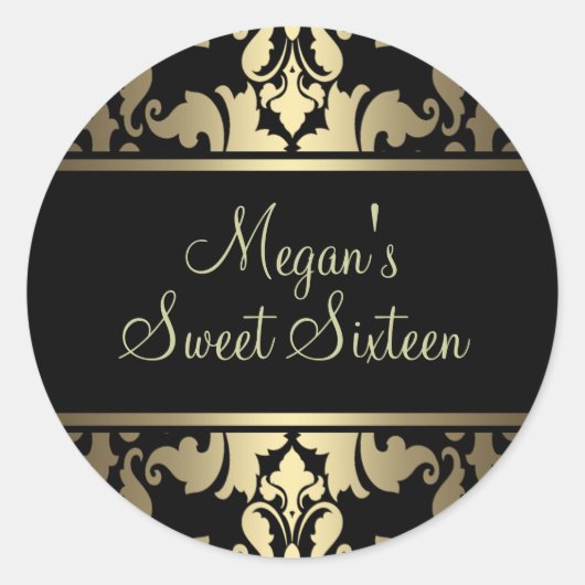 Rond Sticker Gold Royal Damask (Devant)