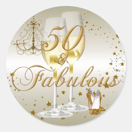 Rond Sticker Gold Sparkle 50 & Fabuleux Anniversaire (Devant)