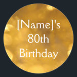 Rond Sticker Golden 80th Birthday<br><div class="desc">Design d'ornement. Sticker Golden 80th Birthday</div>