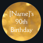 Rond Sticker Golden 90th Birthday<br><div class="desc">Design d'ornement. Sticker Golden 90th Birthday</div>
