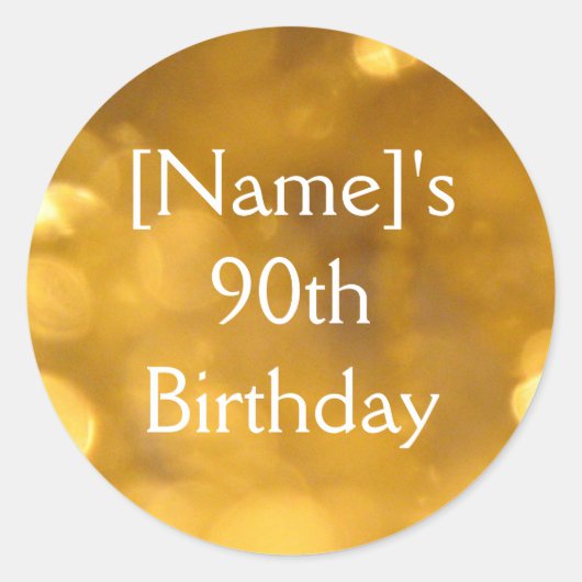 Rond Sticker Golden 90th Birthday (Devant)