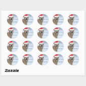Rond Sticker Golden Retriever Santa Hat (Feuille)