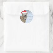Rond Sticker Golden Retriever Santa Hat (Sac)