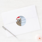 Rond Sticker Golden Retriever Santa Hat (Enveloppe)