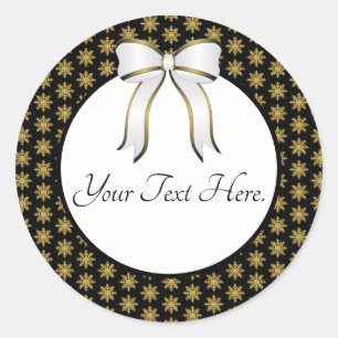 Rond Sticker Golden Snowflake