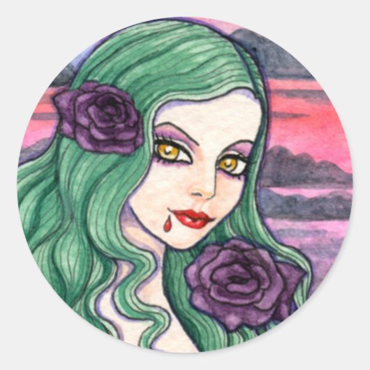 Rond Sticker gothique Vampire par Ann Howard (Devant)