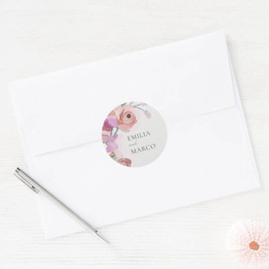 Rond Sticker Gouache Blossoms (Enveloppe)