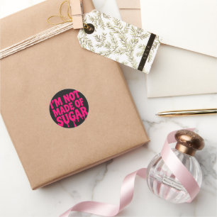 Rond Sticker Gras Neon Rose (Noir) - Personnalisable