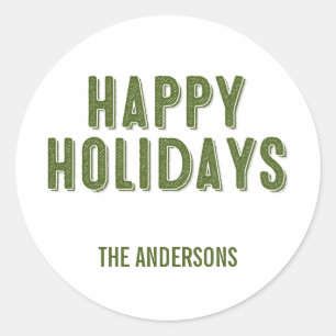 Rond Sticker Green Christmas Happy Holidays