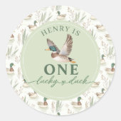 Rond Sticker Green One Lucky Duck 1er anniversaire (Devant)
