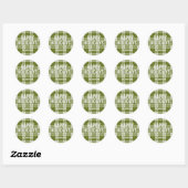 Rond Sticker Green Plaid Christmas Happy Holidays (Feuille)