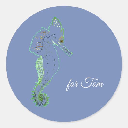 Rond Sticker Green Sea Horse Party (Devant)