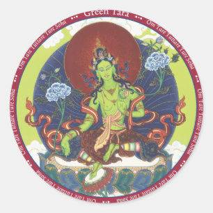 Rond STICKER Green Tara - avec mantra