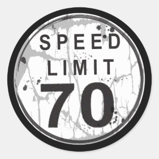 Rond Sticker Grungy Limite de vitesse 70 MH