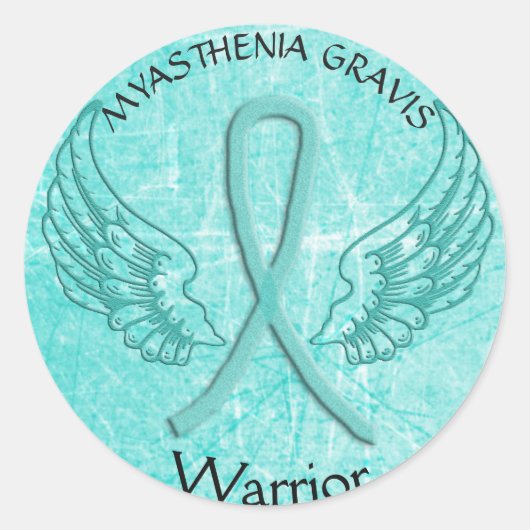 Rond Sticker guerrier Myasthenia Gravis Angel Wings (Devant)