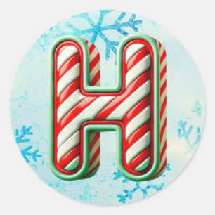Rond Sticker "H" de Noël sucre de canne, Stripes festiv