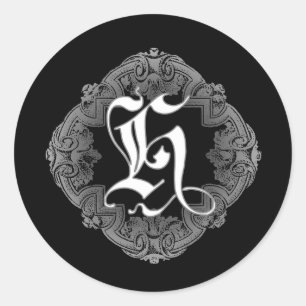Rond Sticker H initial Goth élégant