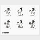 Rond Sticker "Half Crazy" pour hommes (Feuille)