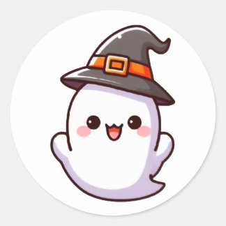 Rond Sticker Halloween Baby Ghost