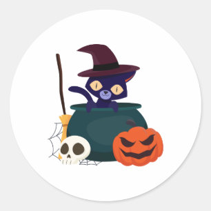 Rond sticker Halloween chat