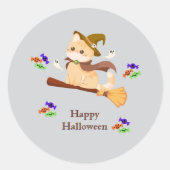 Rond Sticker Halloween Chat sorcière personnalisable (Devant)