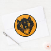 Rond Sticker Halloween Chat vintage Peur (Enveloppe)