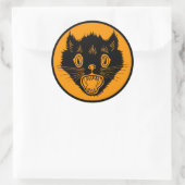 Rond Sticker Halloween Chat vintage Peur (Sac)
