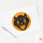Rond Sticker Halloween Chat vintage Peur (Enveloppe)