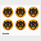 Rond Sticker Halloween Chat vintage Peur (Feuille)