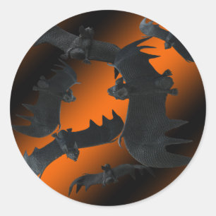 Rond Sticker Halloween chauves-souris