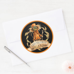 Rond Sticker Halloween cool Scarecrow