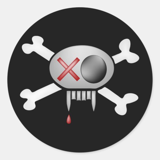 Rond Sticker Halloween crâne et os (Devant)