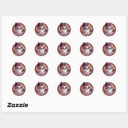 Rond Sticker Halloween Ghost (Feuille)