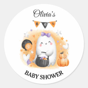 Rond Sticker Halloween Girl Baby shower mignon Fantôme