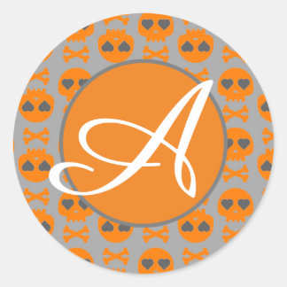 ROND STICKER HALLOWEEN INITIAL PERSONNALISÉ