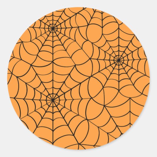 Rond Sticker Halloween Orange avec Spider Web (Devant)