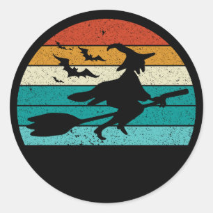 Rond Sticker Halloween pour sorcière rétro