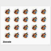 Rond Sticker Halloween sorcière avec un chat (Feuille)